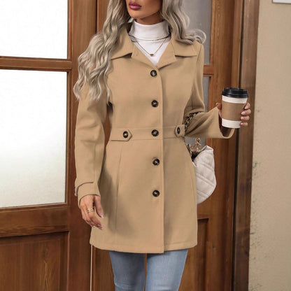 Loom & Soul™ Elegante Abrigo de Lana – Chaqueta de Solapa Cruzada de Largo Medio para Mujer, para un Estilo Invernal sin Esfuerzo