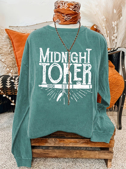 Teal Graphic Sunburst Sweatshirt – Women’s Casual Crew Neck Pullover