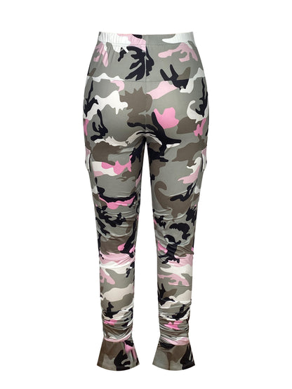 Leggings de camuflaje de tiro alto para mujer – Elásticos con bolsillos laterales