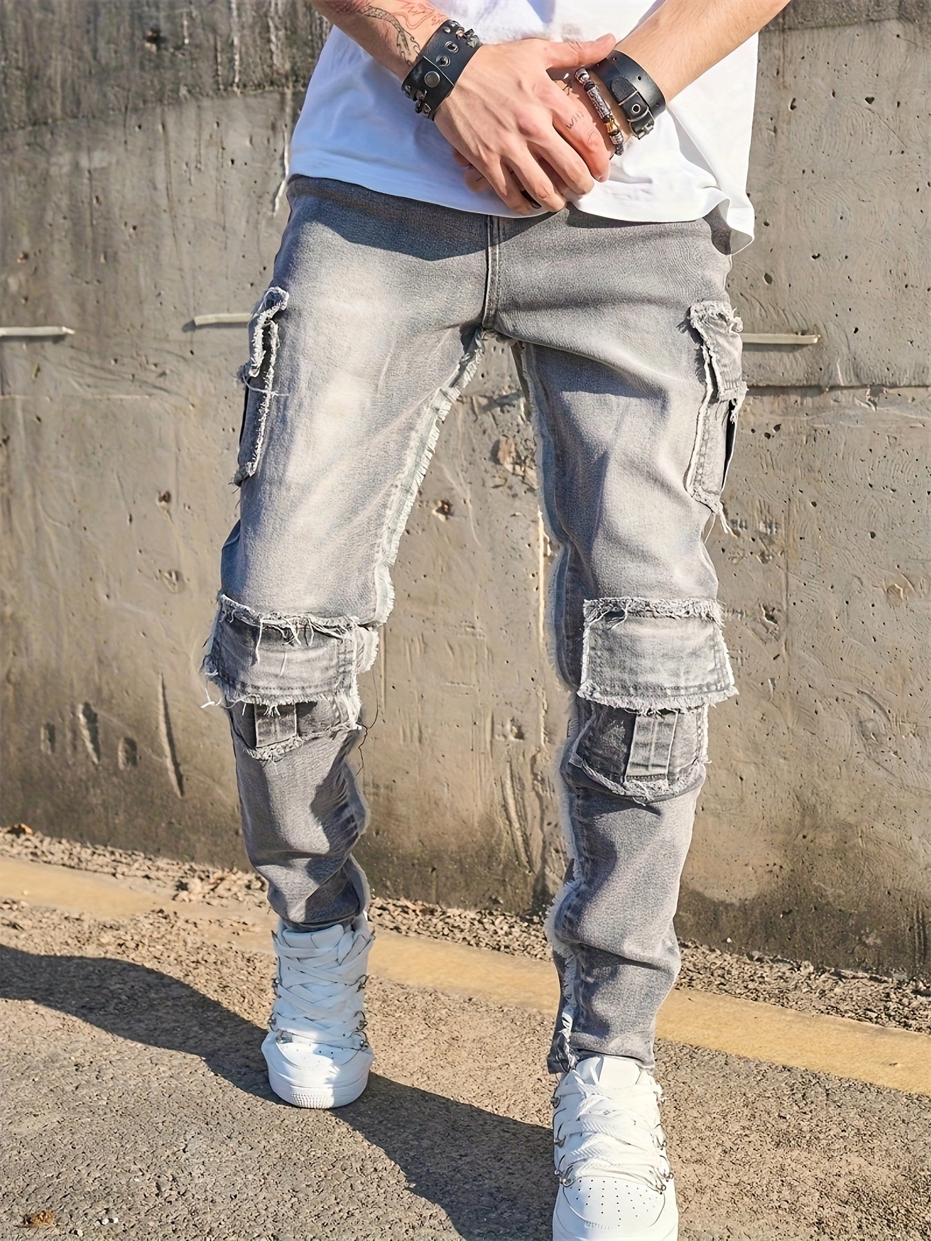 Vaqueros cargo slim fit para hombre – Denim de estilo urbano con múltiples bolsillos