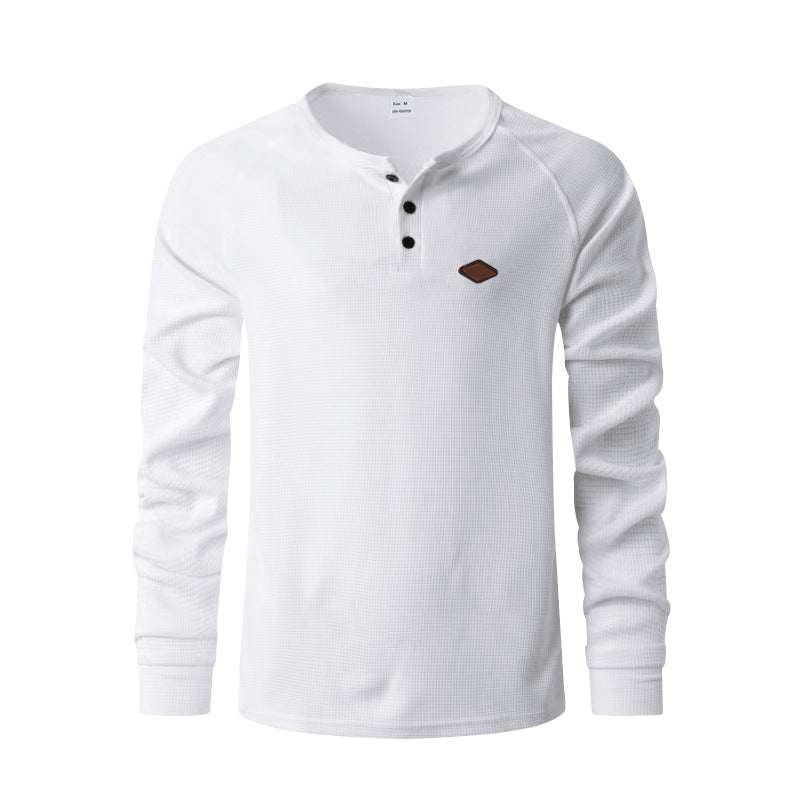 Men’s Waffle Henley Long Sleeve – Quick-Dry Raglan Loose Fit