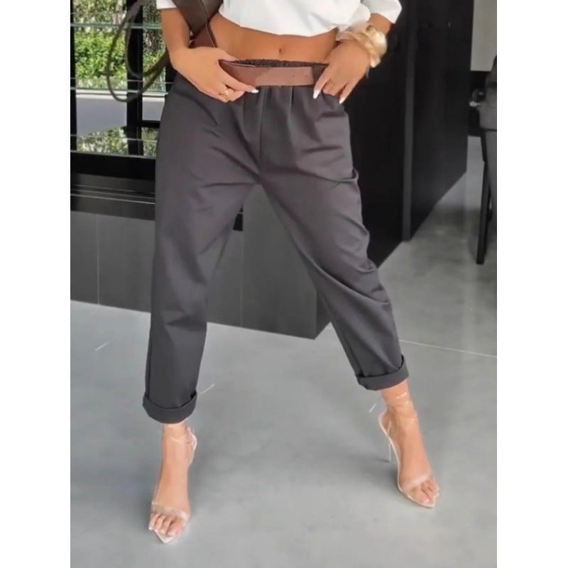 Women’s Slim Straight Pants – High Waist Casual Everyday Fit