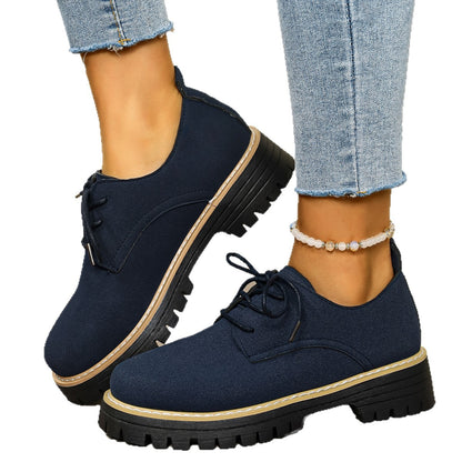Women’s Business Casual Shoes – Chunky Heel Lace-Up Comfort