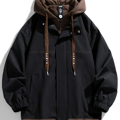 Chaqueta con cremallera y bloques de color para hombre Loom & Soul – Cortavientos ligero con capucha