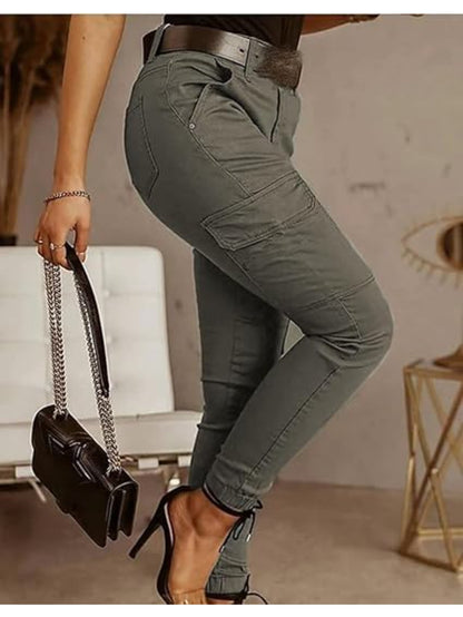 Pantalones de mujer estilo jogger cargo ajustados — Pantalones elásticos entallados estilo utilitario