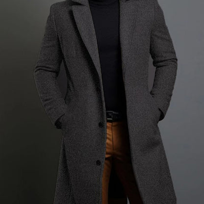Abrigo clásico de solapa para hombre – Chaqueta de invierno de una sola botonadura