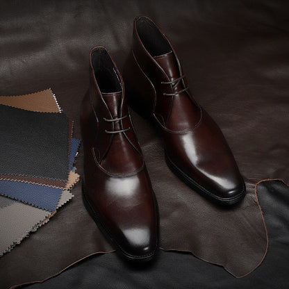 Botas Martin de cuero genuino para hombre Loom & Soul™ - Botas de tendencia de piel de vaca con tacón grueso antideslizante y comodidad transpirable