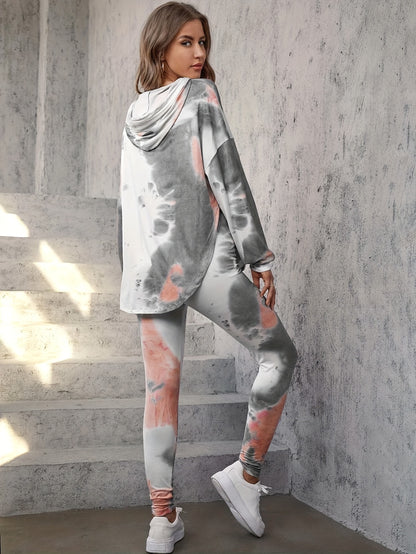Ensemble de détente tie-dye pour femme – Haut à capuche et pantalon sarouel