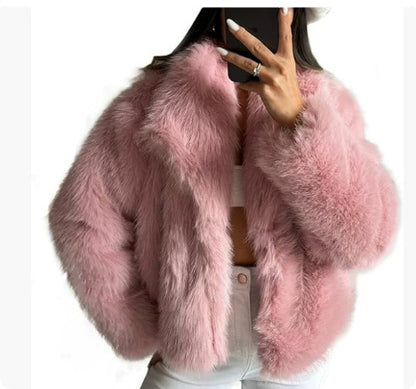 Abrigo de felpa con solapa mullida Loom & Soul™ – Chaqueta de invierno cálida para mujer para una comodidad elegante y sin esfuerzo