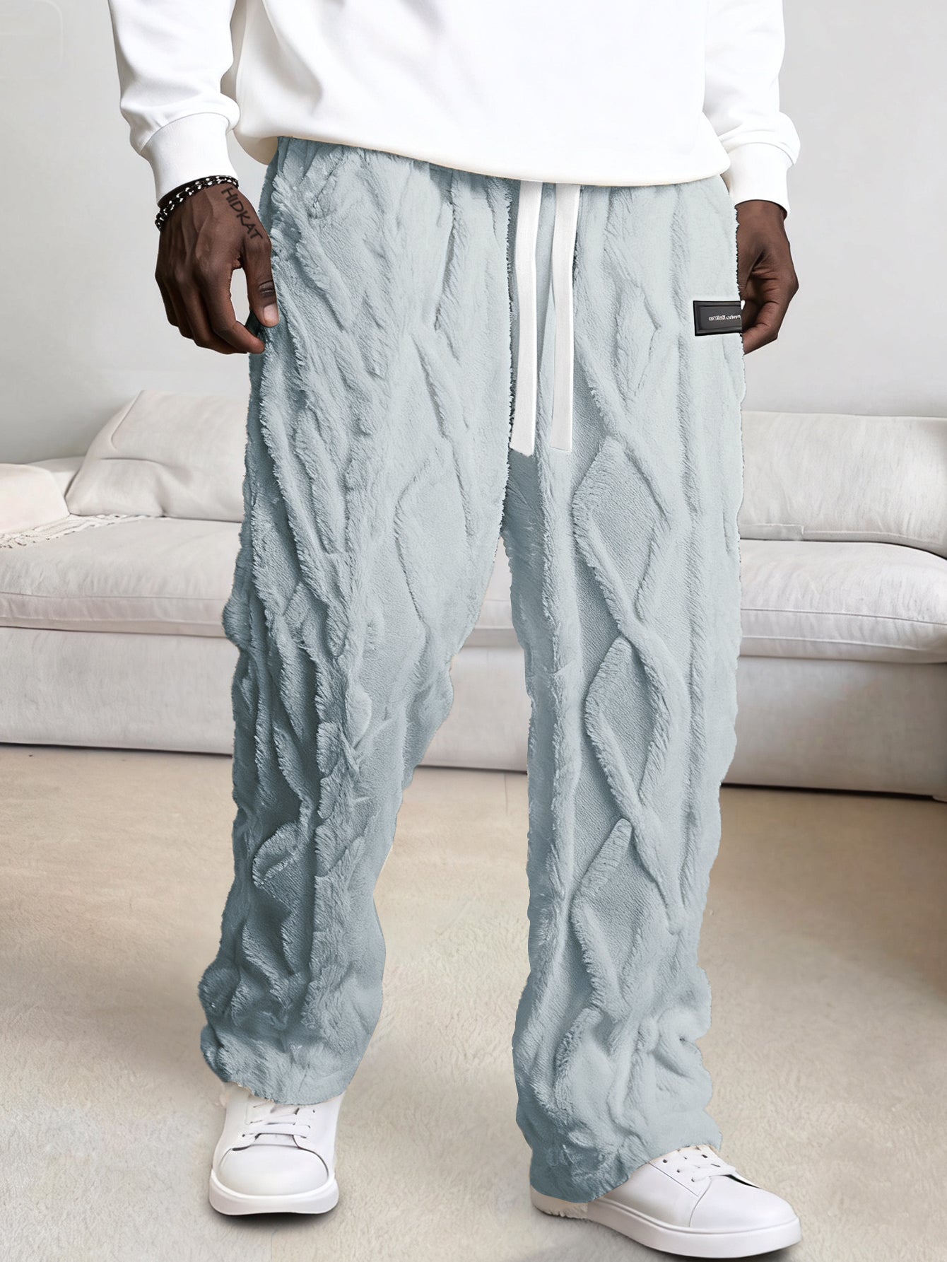 Pantalones de casa de forro polar para hombre – Comodidad cálida de invierno con cordón
