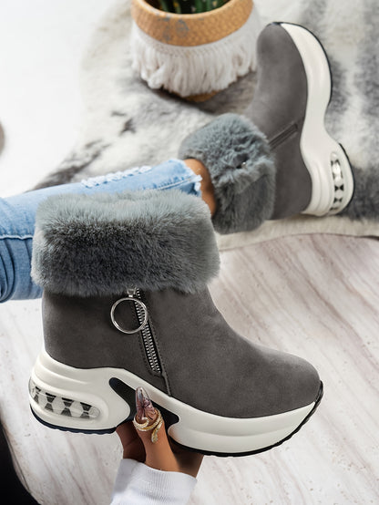 Women’s Platform Ankle Boots – Plush Lined Winter Zip Shoes
