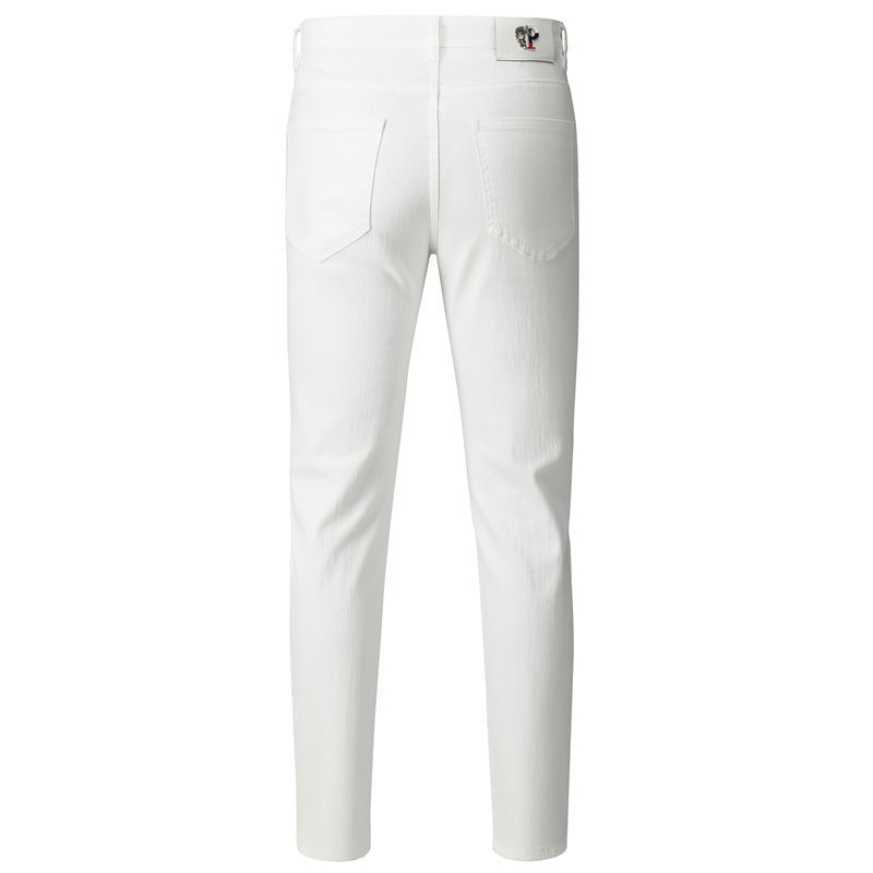 Loom & Soul™ Hole Patch Washed Jeans – Men’s Slim-Fit White Denim Pants