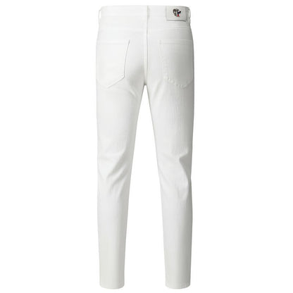 Loom & Soul™ Hole Patch Washed Jeans – Men’s Slim-Fit White Denim Pants