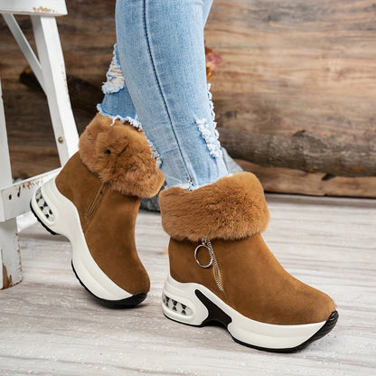 Women’s Platform Ankle Boots – Plush Lined Winter Zip Shoes