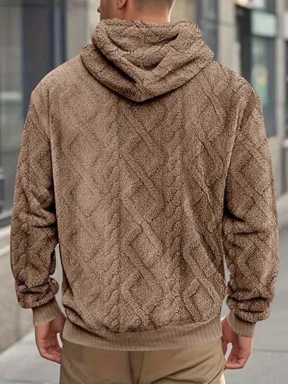 Sweat-shirt à capuche décontracté pour homme – Pull de couleur unie légèrement extensible