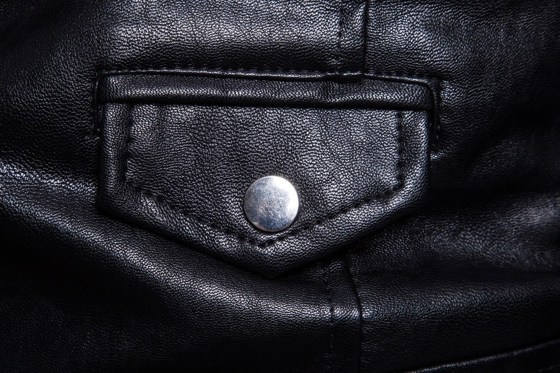 Chaqueta de cuero de oveja Loom & Soul™ para hombre – Abrigo ajustado con cremallera estilo europeo y cuello de traje