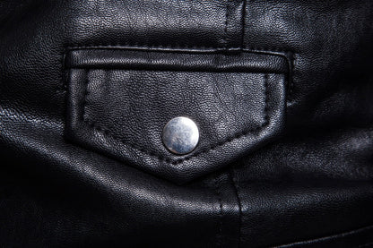 Chaqueta de cuero de oveja Loom & Soul™ para hombre – Abrigo ajustado con cremallera estilo europeo y cuello de traje