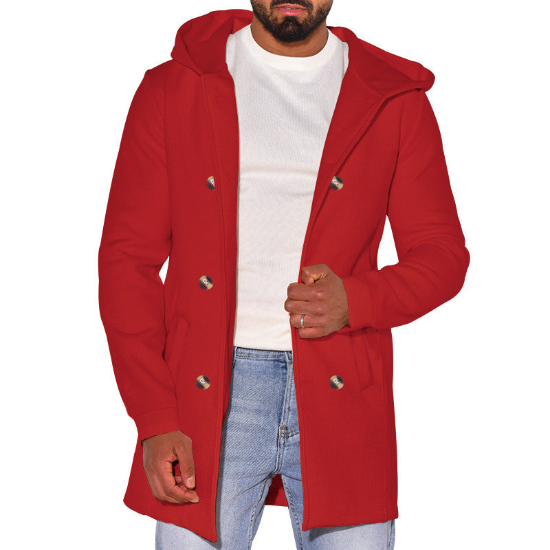 Gabardina de Lana Delgada con Capucha para Hombre – Estilo Versátil para Toda la Temporada
