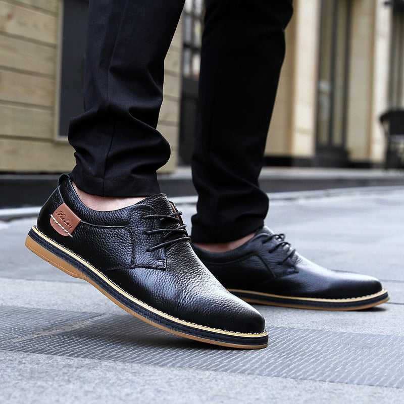 Zapatos de vestir de cuero casuales para hombre Loom & Soul™ - Zapatos de negocios de caña baja estilo británico con comodidad transpirable y suela de goma