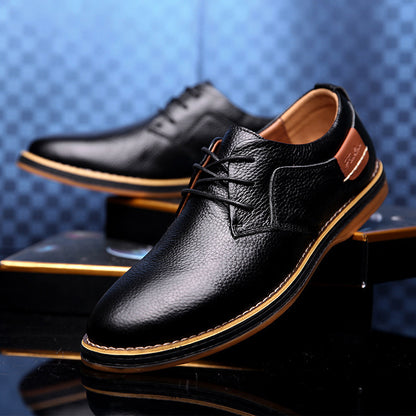 Zapatos de vestir de cuero casuales para hombre Loom & Soul™ - Zapatos de negocios de caña baja estilo británico con comodidad transpirable y suela de goma