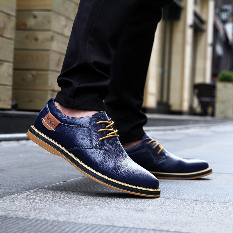 Zapatos de vestir de cuero casuales para hombre Loom & Soul™ - Zapatos de negocios de caña baja estilo británico con comodidad transpirable y suela de goma