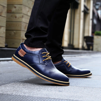 Zapatos de vestir de cuero casuales para hombre Loom & Soul™ - Zapatos de negocios de caña baja estilo británico con comodidad transpirable y suela de goma