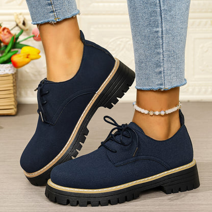 Women’s Business Casual Shoes – Chunky Heel Lace-Up Comfort