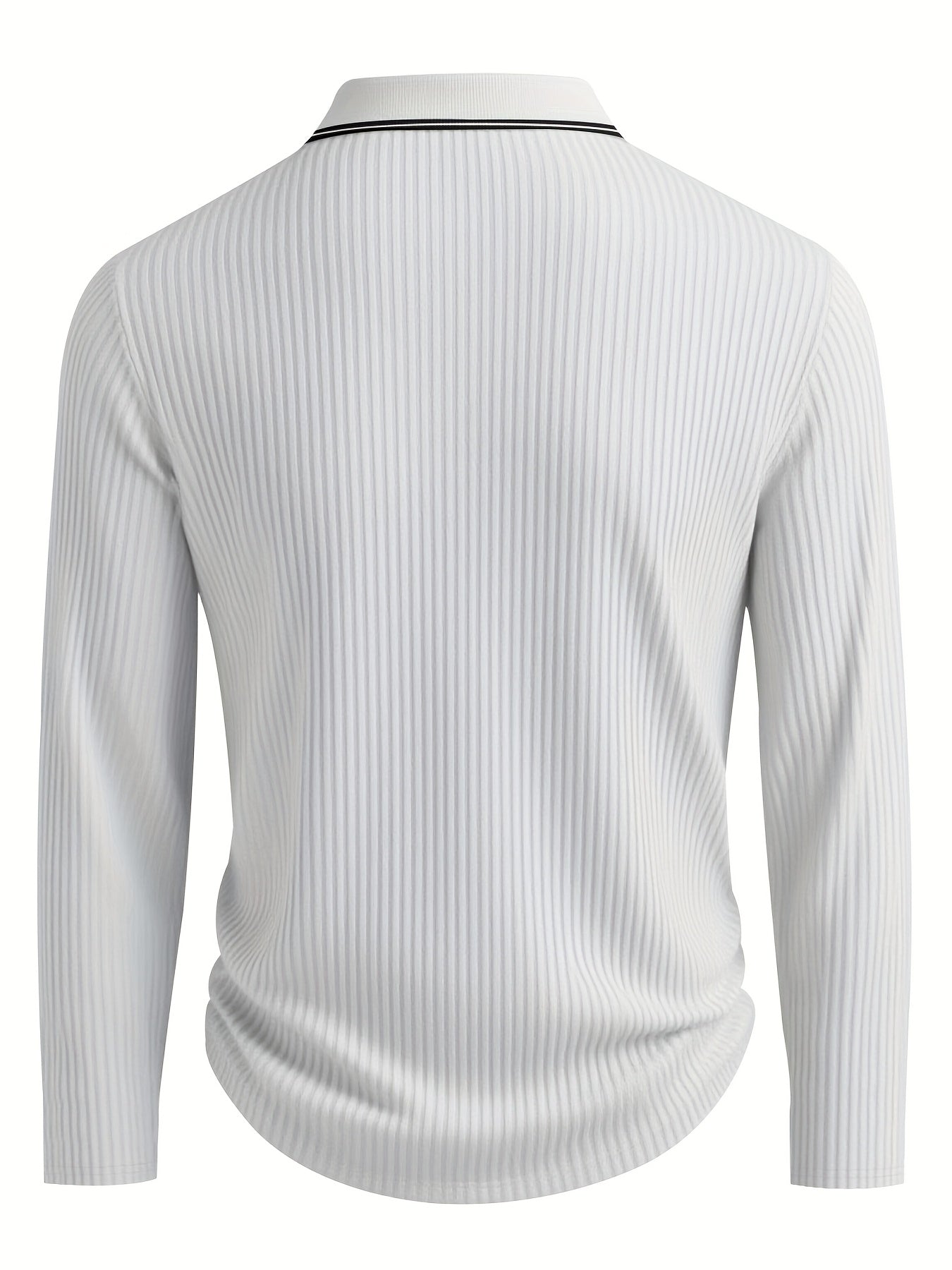 Polo a rayas para hombre – Top informal de manga larga de corte holgado