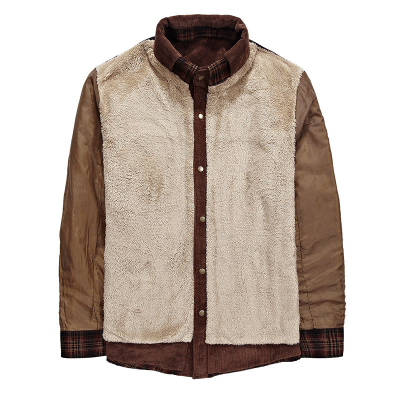 Loom & Soul™ Men’s Winter Plaid Jacket – Thick Cotton Fleece-Lined Military Coat for Warmth & Classic Style