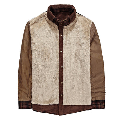 Loom & Soul™ Men’s Winter Plaid Jacket – Thick Cotton Fleece-Lined Military Coat for Warmth & Classic Style