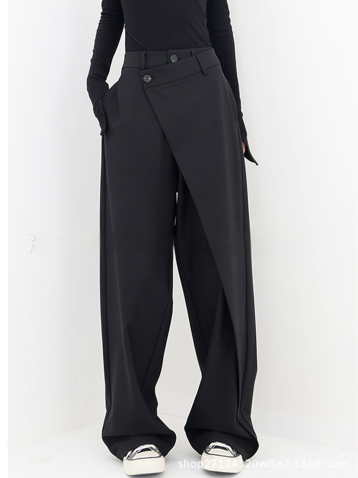 Pantalon large irrégulier Loom & Soul™ – Pantalon ample taille haute pour femme