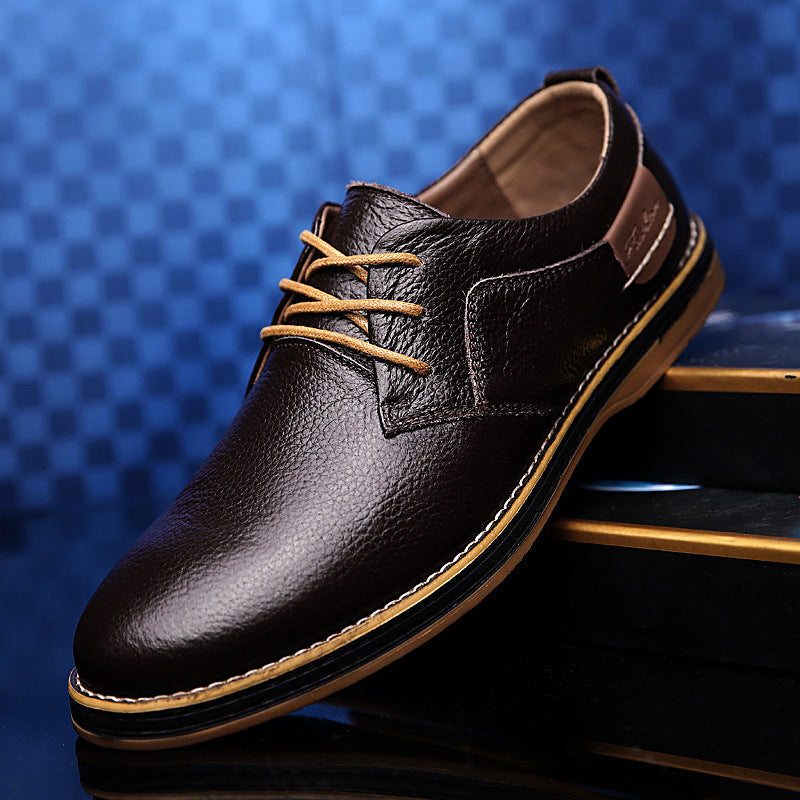 Zapatos de vestir de cuero casuales para hombre Loom & Soul™ - Zapatos de negocios de caña baja estilo británico con comodidad transpirable y suela de goma