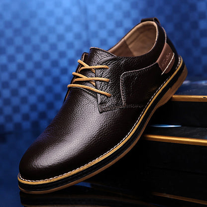 Zapatos de vestir de cuero casuales para hombre Loom & Soul™ - Zapatos de negocios de caña baja estilo británico con comodidad transpirable y suela de goma