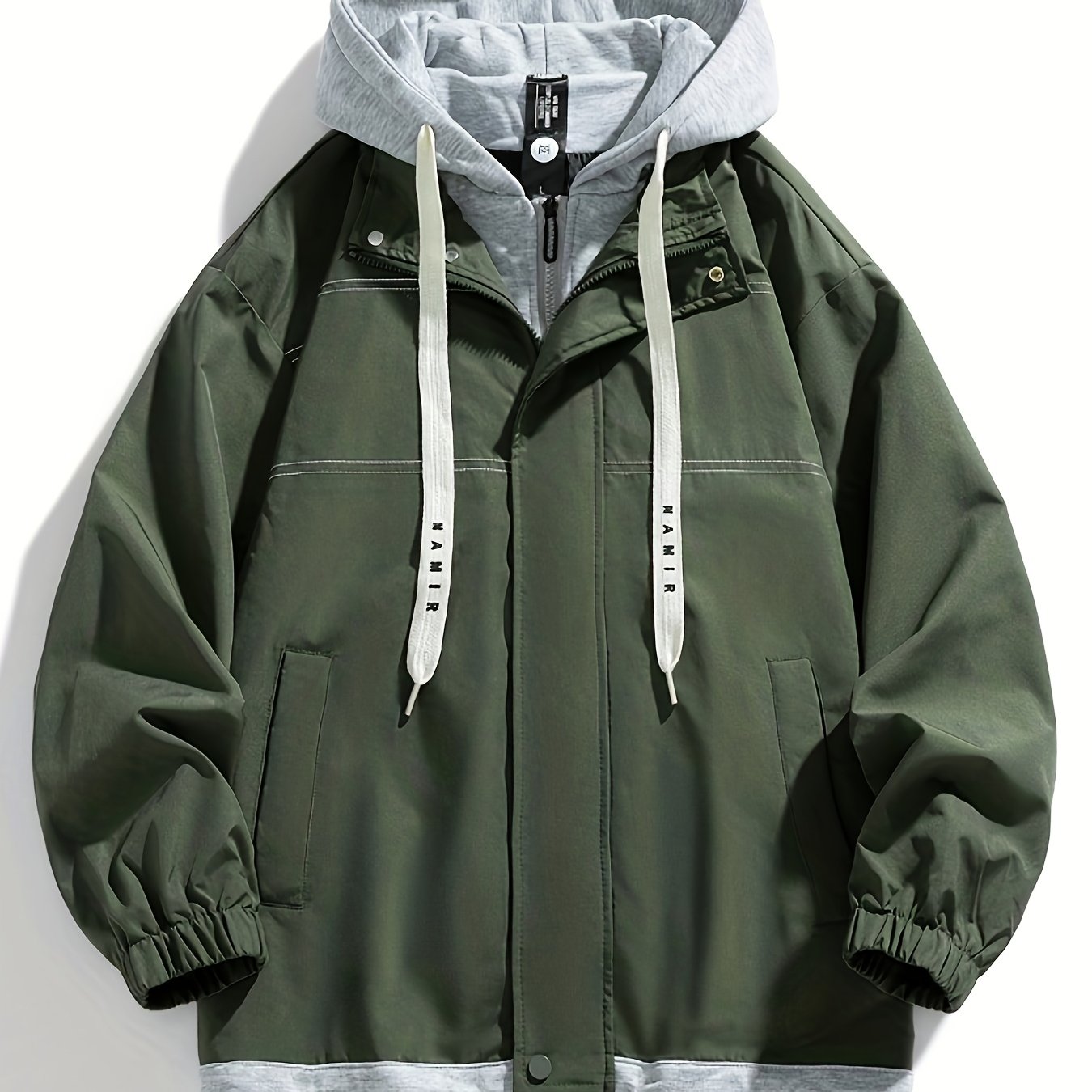 Chaqueta con cremallera y bloques de color para hombre Loom & Soul – Cortavientos ligero con capucha