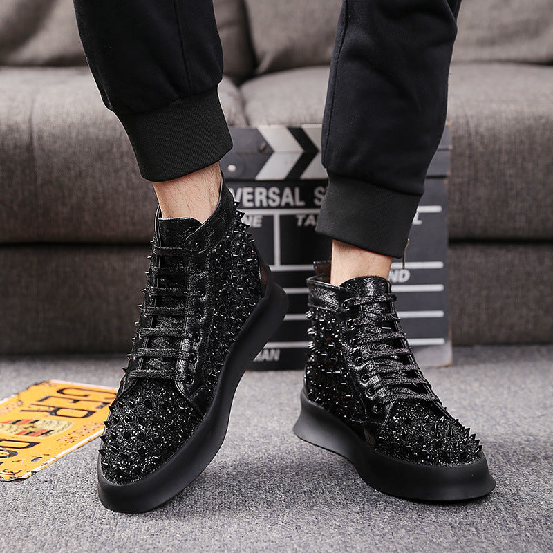 Botas de vestir de cuero para hombre Loom & Soul – Botas Martin de piel de vaca con detalles de remaches, suela de goma antideslizante y absorción de impactos