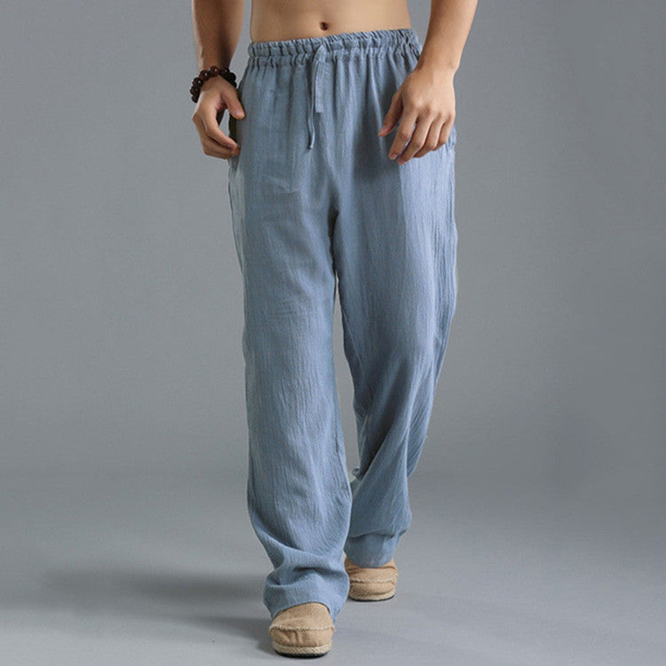 Pantalones de Lino Transpirables para Hombre – Pantalones Deportivos Casuales de Corte Holgado