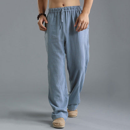 Pantalones de Lino Transpirables para Hombre – Pantalones Deportivos Casuales de Corte Holgado