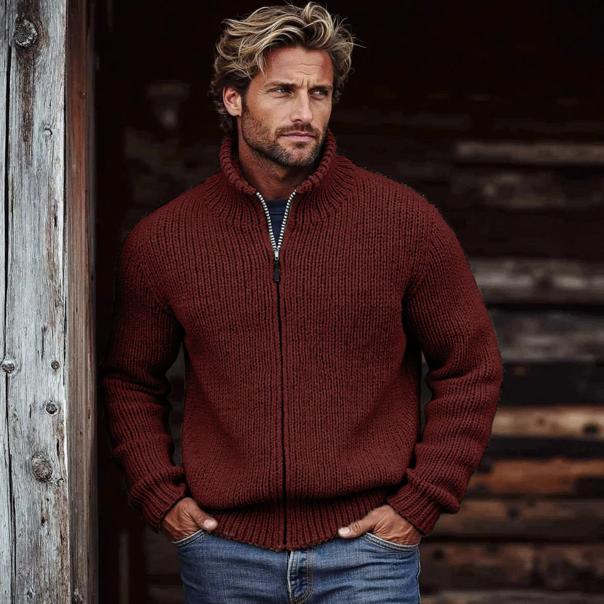 Veste zippée imprimée 3D pour homme – Cardigan décontracté à manches longues