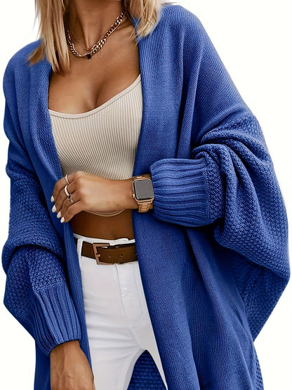 Cárdigan de punto oversize para mujer – Suéter con frente abierto y mangas murciélago