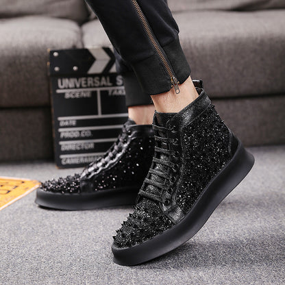 Botas de vestir de cuero para hombre Loom & Soul – Botas Martin de piel de vaca con detalles de remaches, suela de goma antideslizante y absorción de impactos