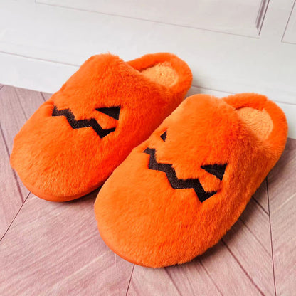 Chaussons Citrouille d'Halloween Loom & Soul – Chaussons d'intérieur chauds et douillets en peluche pour femme, pantoufles confortables antidérapantes (