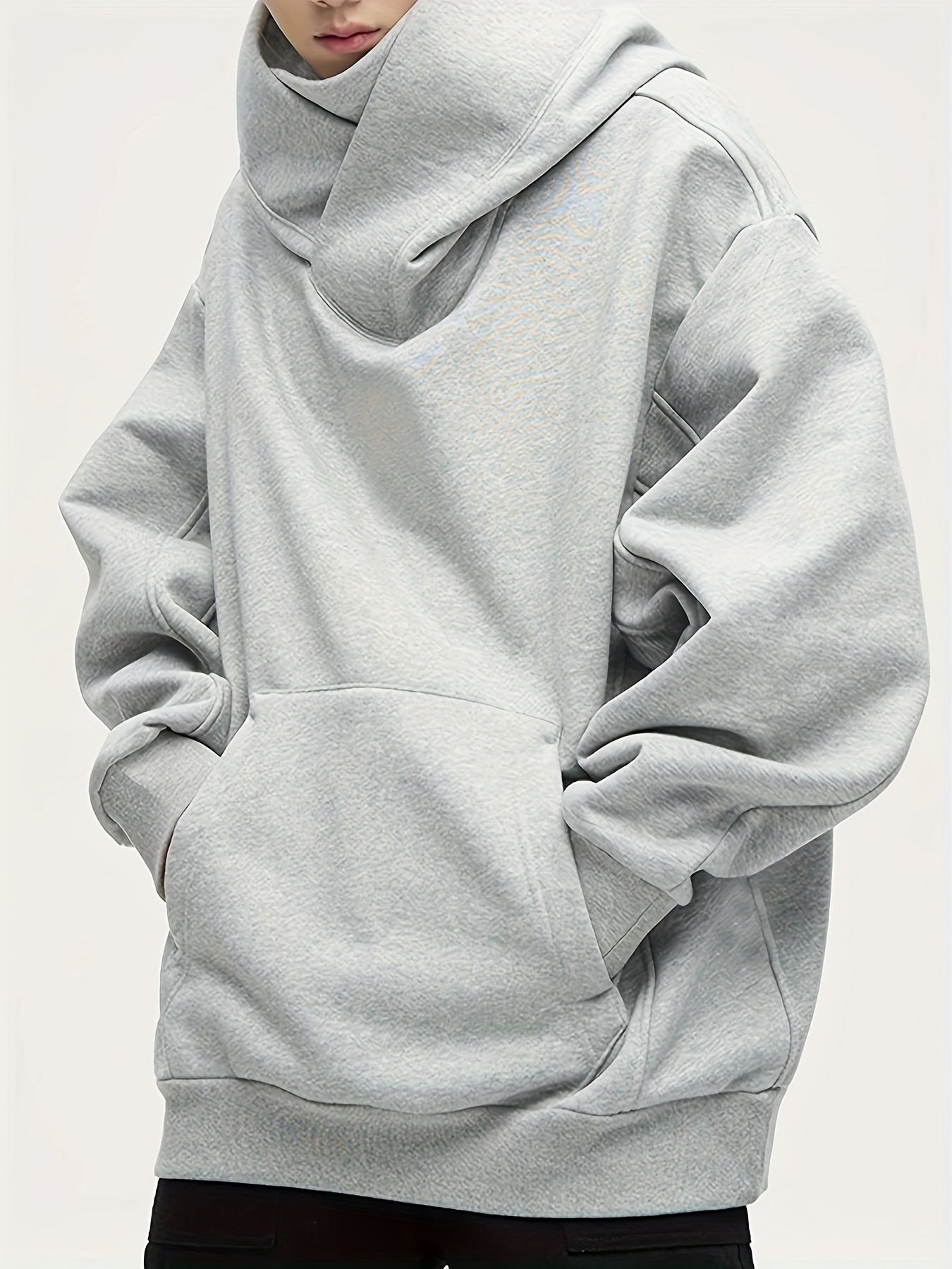 Sweat à capuche ample en peluche pour homme – Pull style ninja streetwear