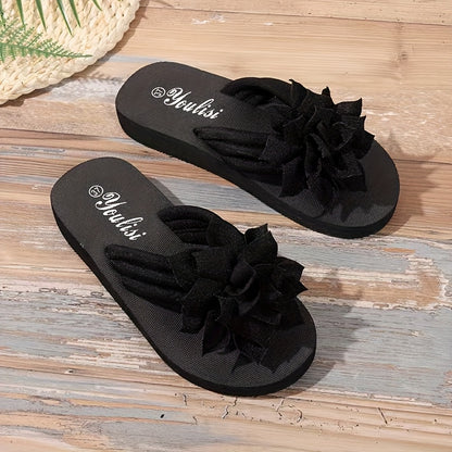 Women’s Wide Fit Floral Sandals – Flat Casual Flip Flops