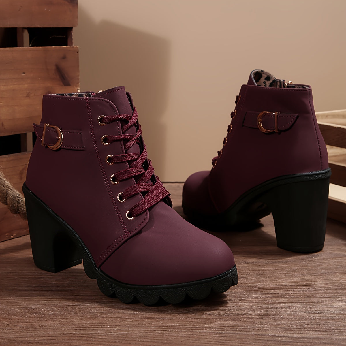 Women’s High Heel Ankle Boots – Block Heel Elegant Slip-On