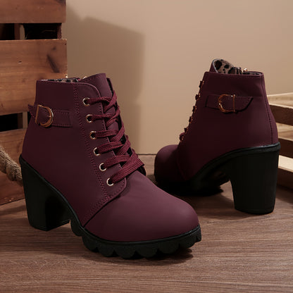Women’s High Heel Ankle Boots – Block Heel Elegant Slip-On