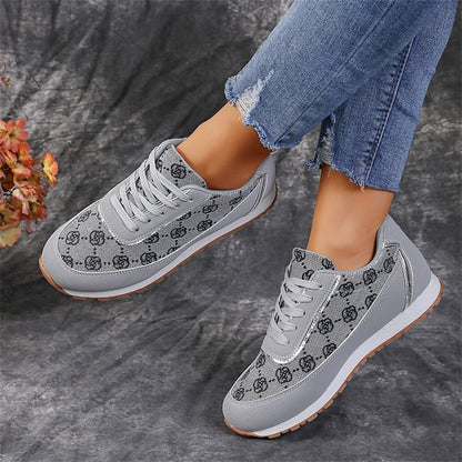 Zapatillas con cordones y estampado floral para mujer Loom & Soul – Calzado informal y ligero de PU para caminar y correr