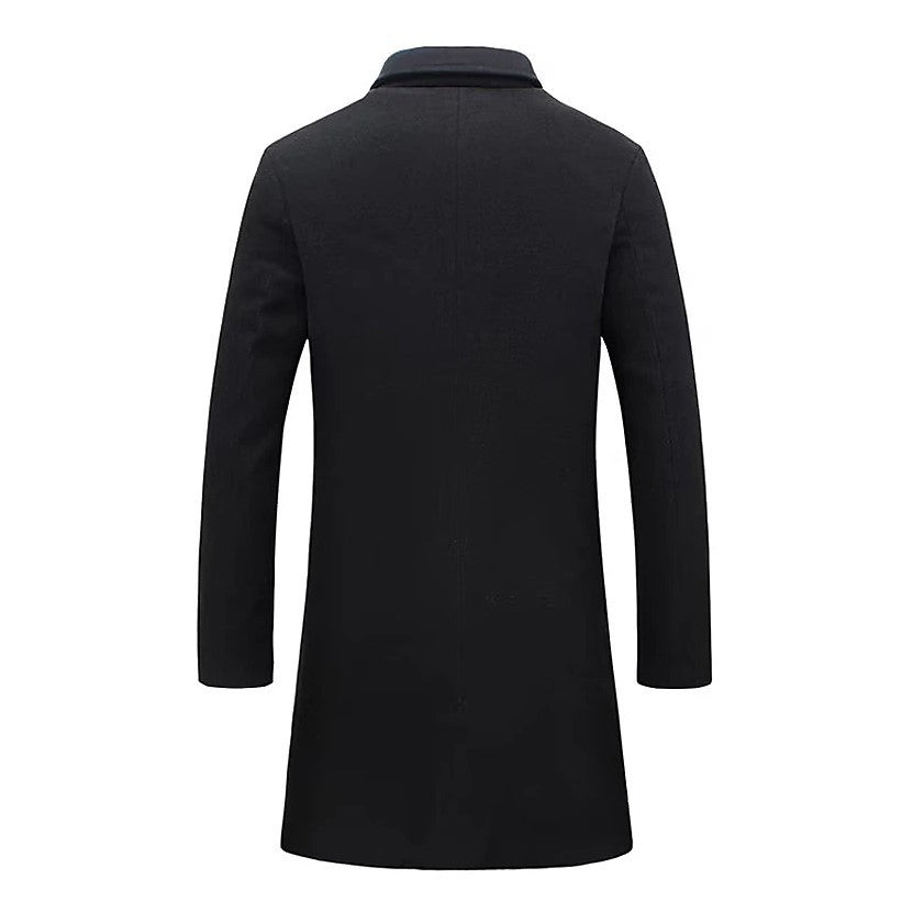 Abrigo largo de lana de invierno para hombre Loom & Soul™ – Solapa clásica, botonadura sencilla