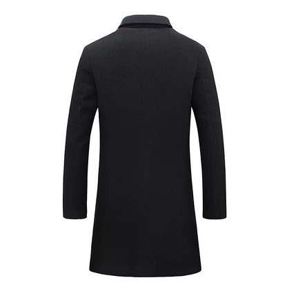 Abrigo largo de lana de invierno para hombre Loom & Soul™ – Solapa clásica, botonadura sencilla