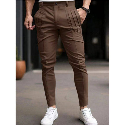 Pantalones de Vestir Cortos Ajustados para Hombre – Cintura Elástica Informal con Forro Polar