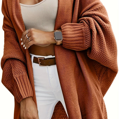 Cárdigan de punto oversize para mujer – Suéter con frente abierto y mangas murciélago
